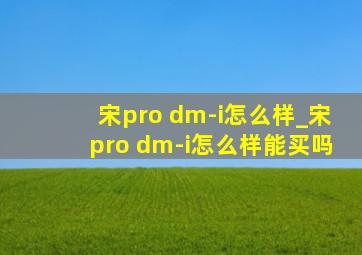 宋pro dm-i怎么样_宋pro dm-i怎么样能买吗